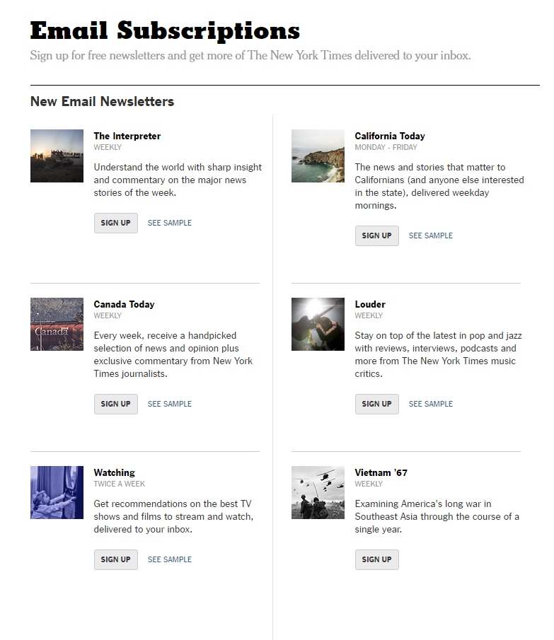 Newsletter-New-York-Times e-mail marketing  