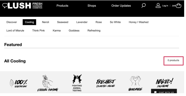 Technical-SEO-for-ecommerce_empty-category-page-from-Lush StoryblokMigration ecommerce  